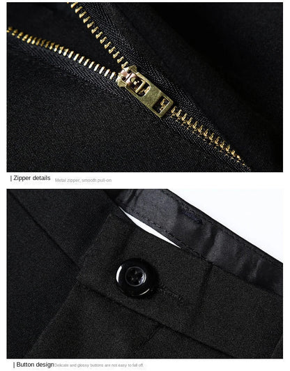 Fashion Men's Dress Pants Black Straight Business Casual Trousers Stretch Non-Ironing Slim Fit Formal Wear Suit Pants for Man