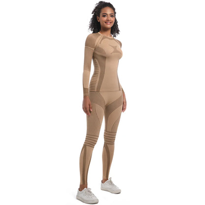 Women Skiwear Set Yoga Set Skiing Underwear Fitness Workout Thermal Gym Ski Snowboarding Running Yoga Exercise Suit Long Johns