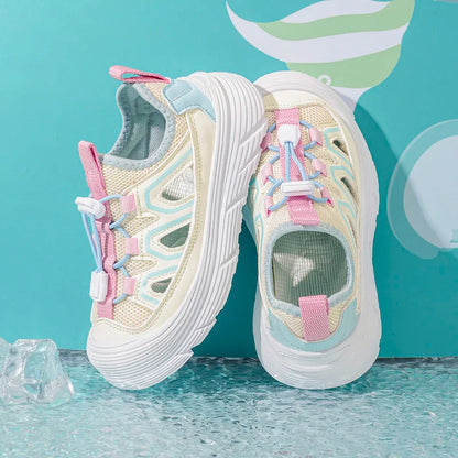 Spring and Autumn Children Sports Shoes Unisex Kids Sneakers Mesh Upper Breathable Basketball Shoes Tennis Casual Flats Footwear