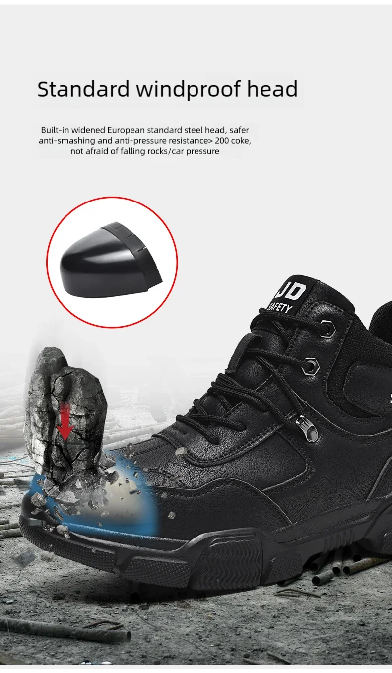 Man Safety Shoes Puncture-Proof Work Sneaker Waterproof Work Shoes Steel Toe Shoes Safety Boots Indestructible Shoes Lightweight