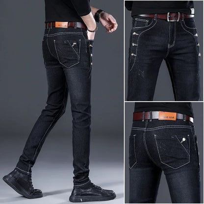 2023 Spring and Autumn New Fashion Trend Ripped Denim Pants Men's Casual Slim Comfortable Breathable High Quality Stretch Pants
