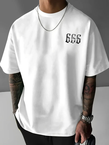 Men's American Street Style Printed T-shirt - Round Neck Summer Short Sleeved Shirt,