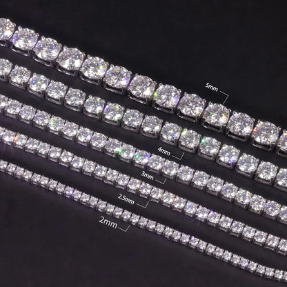 2mm 2.5mm 3mm 4mm 5mm Moissanite Tennis Bracelet for Women Men 100% S925 Sterling Silver Hidden Spring Lock Bracelet Plated 18K