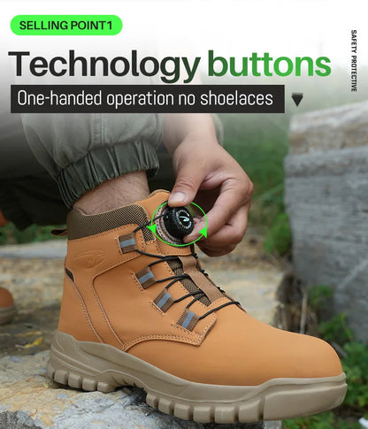 Steel Toe Safety Boots Men Waterproof Work Boots Anti-smash Anti-Puncture Safety Shoes Indestructible Shoes Botas Para Hombre