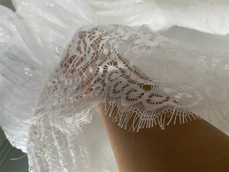 Vestido de renda branco para meninas Deeling Gaunt Doce menina florista Saia elegante de dama de honra Roupas de Natal para meninas de 4 a 12 anos