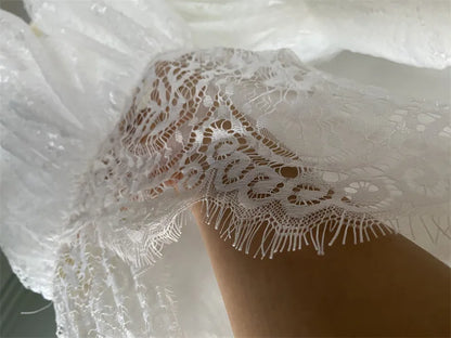 Vestido de renda branco para meninas Deeling Gaunt Doce menina florista Saia elegante de dama de honra Roupas de Natal para meninas de 4 a 12 anos