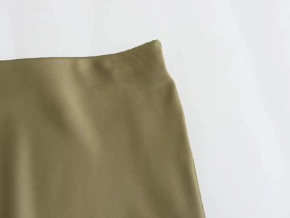 2024 Y2K Casual Women Long Skirt Spring Elastic High Waisted A-Line Casual Female Satin Skirts High Street Lady Skirts