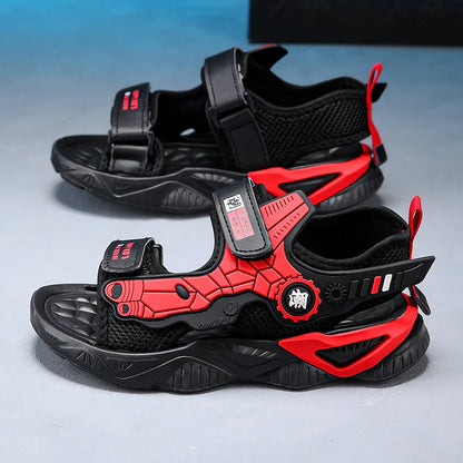 Kids Mecha Robot Style Closed Toe Sandals Adjustable Straps Breathable Summer Shoes for Boys Outdoor Beach Casual Sports Sneaker