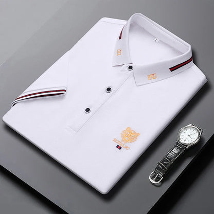 100% Cotton high-End Brand Men's Summer Exquisite Embroidery Short Sleeved Polo Shirt Trend Casual Lapel T-Shirt Men's Clothing