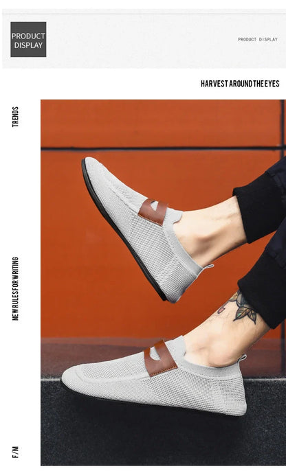 Men's Non Slip Loafers Thin Bottom Breathable Casual Slip on Lightweight Fashion Loafer Comfortable Driving Office Shoes