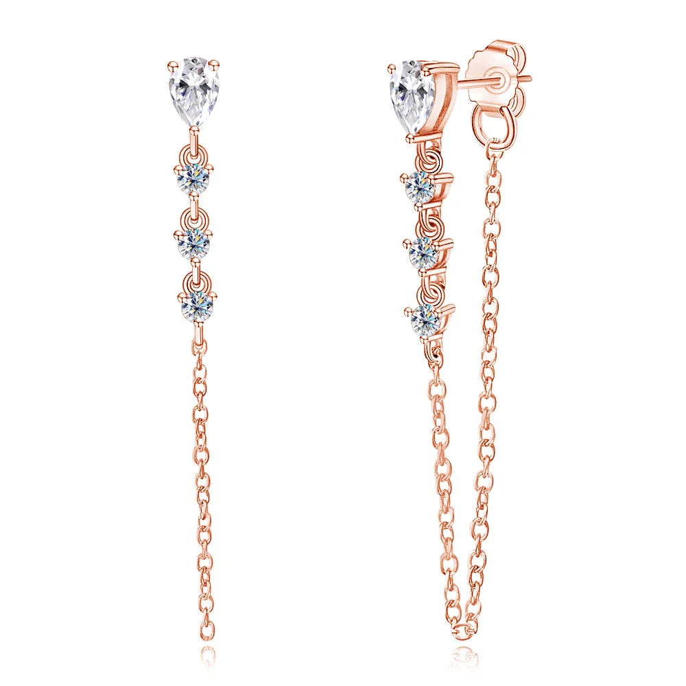 Pear Cut Moissanite Earrings for Women GRA Certified Diamond Pendant Tassel Earring Solid s925 Silver Dainty Ear Ring