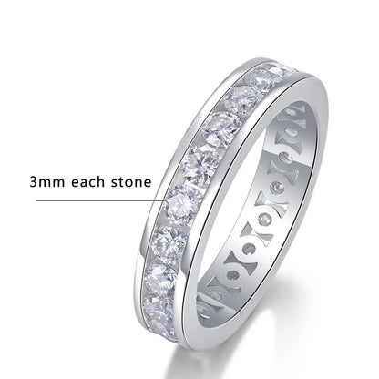 3mm 4mm Moissanite Rings for Women Man D VVS1 Round Brilliant Cut Diamond s925 Sterling Silver Moissanite Eternity Band