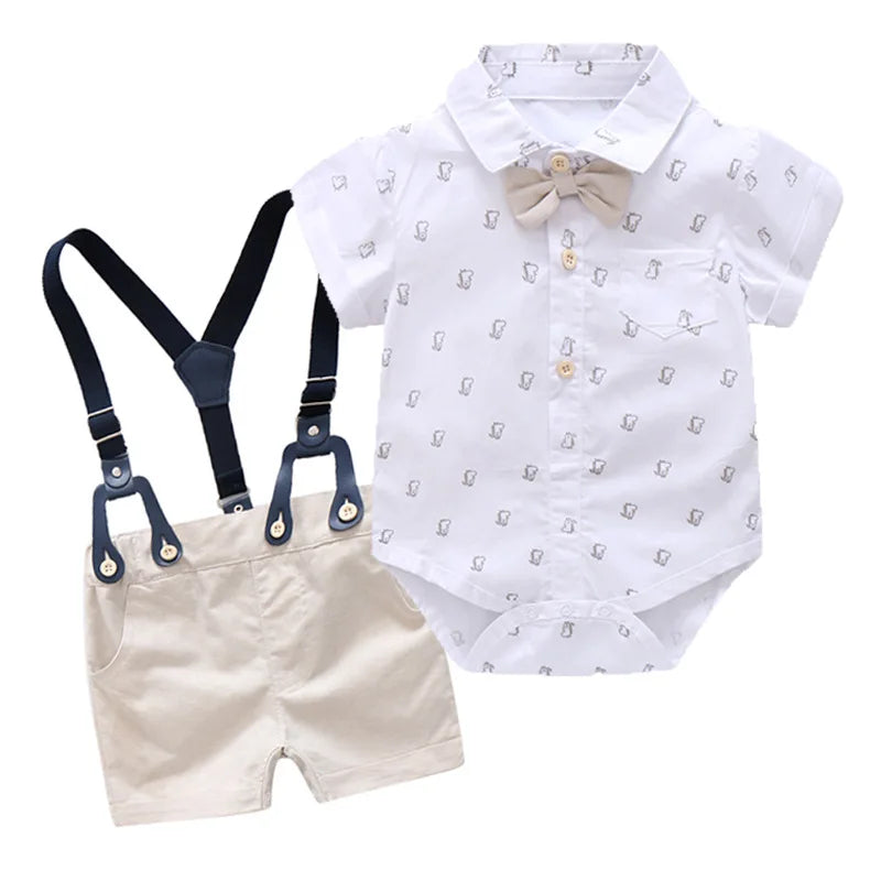 Kid Boy Formal Birthday Outfit Suit Toddler Gentleman Wedding Striped Vest Shirt 1-6 Years Baby Pants Boys Ceremony Outerwear
