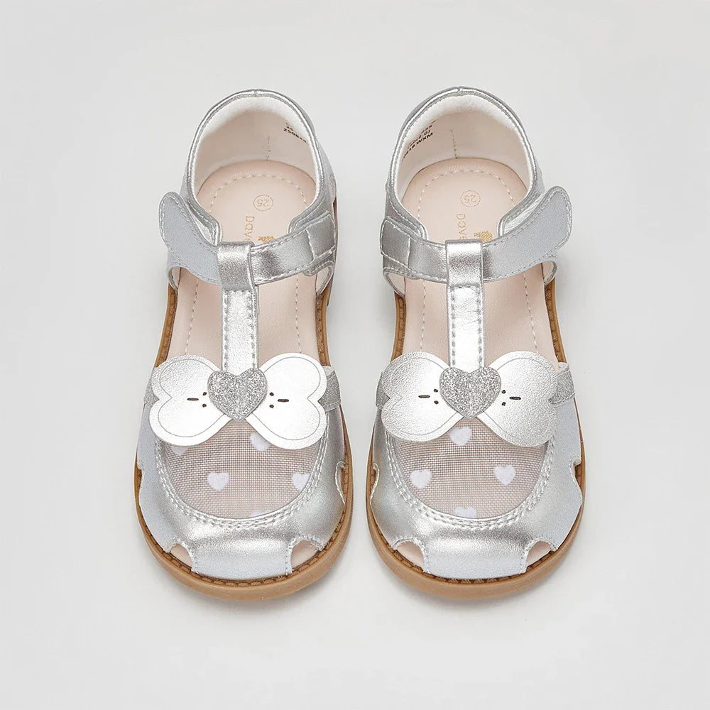 Girls Silvery Sandals Summer Children Shoes Mesh Fashion Princess Cool Breathable Sweet Party Casual Sandal DB2261255