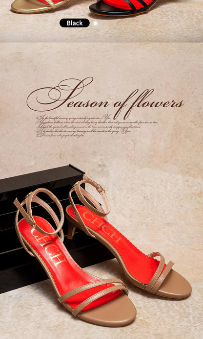 Womens Sandals Round Open Toe Kitten Heels Adjustable Ankle Strap Low Heels Heeled Sandals for Women Summer Dress Shoes 3cm