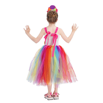Rainbow Lollipop Girls Dress Sweet Purim Festival Celebrate Costume Fancy Carnival Children Vestidos Princess Cosplay Outfits