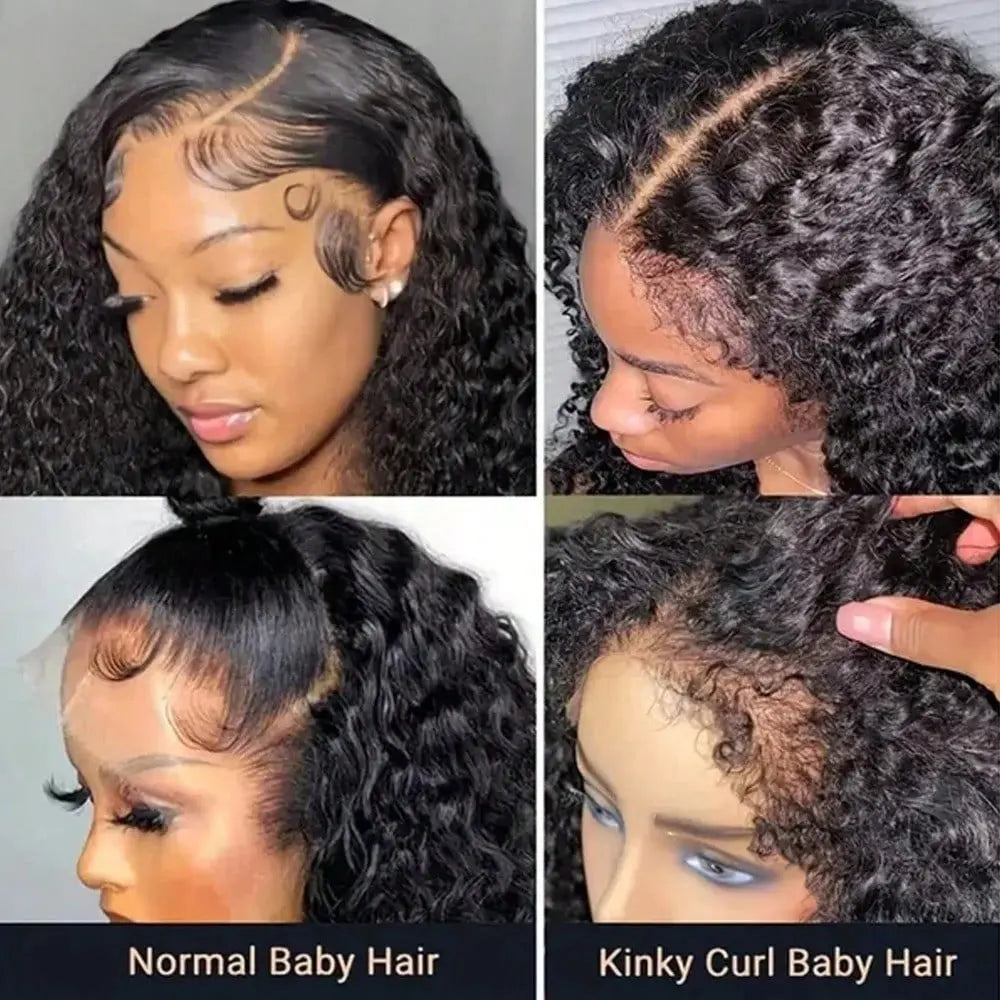 13x4 Curly Lace Front Human Hair Wig Brazilian Hair Pre Plucked Baby Hair Ear to Ear HD Lace Natural Color Full Edges Look