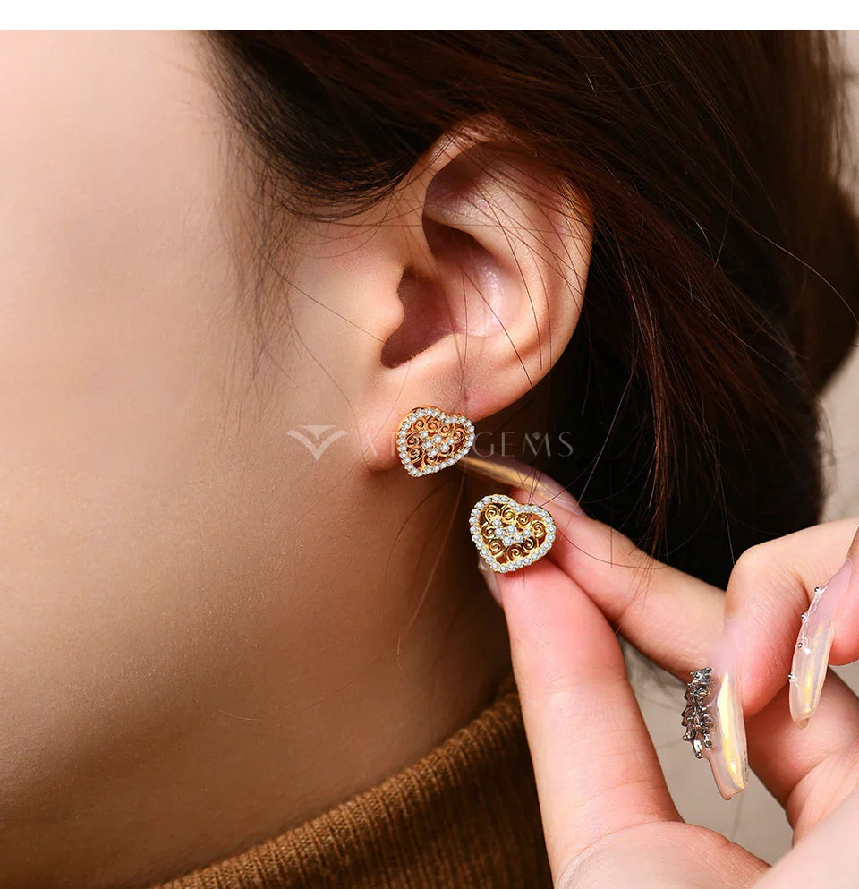 Luxury Heart Shape All Moissanite Earrings for Women D VVS1 Color s925 Sterling Silver Fine Jewelry Mother's Day Gifts