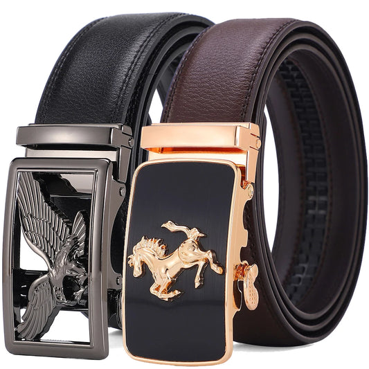 Automatic Buckle Men's Leather Belts Formal Eagle Horse Belt for Men Luxury Designer Brands Male Waist Strap Fashion Accessories