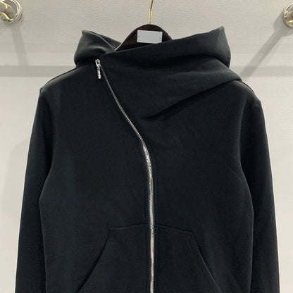 Autumn Zipper Design Black Hoodies Men's Women's Sportswear Jacket American Rock Hip Hop Street Wear Elastic Knitted Coats