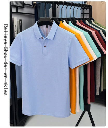 100% cotton short sleeve polo shirt comfortable lightweight high-end brand fashionable simple summer men's casual lapel T-shirt