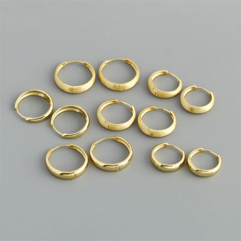 925 Sterling Silver Simple Statement Matte Large Huggies Hoop Earrings for Men Women Fine Gothic Punk Charms S925 Jewelry