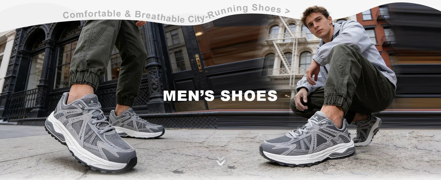 New Men Running Shoes Outdoor Casual Lightweight Breathable Sneakers Male Cushioning Non-Slip Vintage Sports Shoes