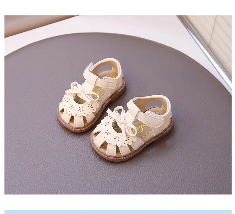 Summer Baby Girls Sandals Cut-Outs Lace Princess Shoes Children Sandals Anti Slip Soft Sole Toddler Kids Beach Shoes Size 15-25