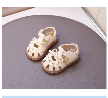 Summer Baby Girls Sandals Cut-Outs Lace Princess Shoes Children Sandals Anti Slip Soft Sole Toddler Kids Beach Shoes Size 15-25