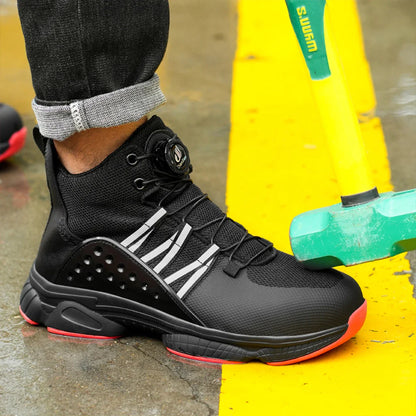 Rotating Button Steel Toe Shoes for Men Lightweight Anti-smash Steel Toe Indestructible Work Boots Construction Safety Shoes