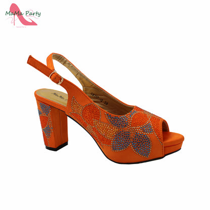 2024 Italian Design Shoes and Bag Set in Pink Color High Quality New Arrivals with Shinning Crystal for Wedding Party