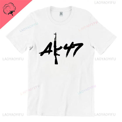 Vintage Classic Man Ak 47 TShirt Casual Fashion Military Fan Printed Cotton Shirt Summer O-neck Breathable Short-sleev Camisetas