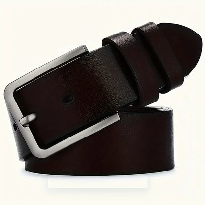 Vintage Square Alloy Buckle Men's Synthetic Leather Belt with Black, Casual & Business Style, Durable Accessory Vintage Belts