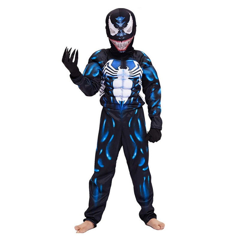 Kids Superhero Black Spider Costume Ghost Costume Onesie 3D Spandex Unisex Jumpsuit Bodysuit for Kids Halloween Cosplay