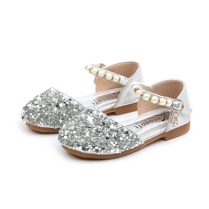 Summer Girls Sandals Fashion Sequins Rhinestone Bow Girls Princess Shoes Baby Girl Shoes Flat Heel Sandals Size 21-35