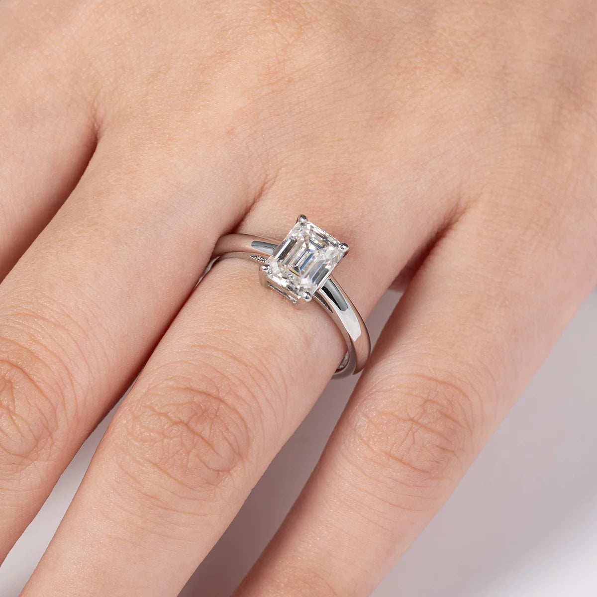 6x8mm 2ct Emerald Cut Moissanite Engagement Wedding Ring 925 Sterling Silver Rings For Women Jewelry Wholesale
