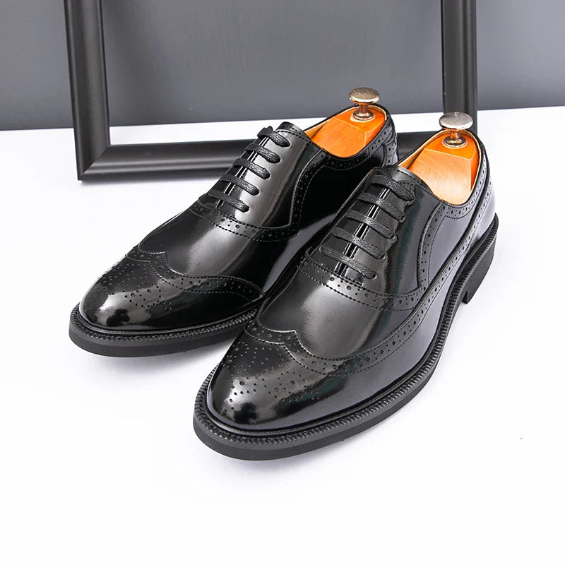 Men Suit Casual Shoes Luxury Men Brogue Dress Shoes Formal Business Leather Shoes Men Brown Wedding Italian Banquet Shoe Size 46