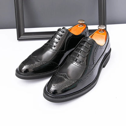 Men Suit Casual Shoes Luxury Men Brogue Dress Shoes Formal Business Leather Shoes Men Brown Wedding Italian Banquet Shoe Size 46