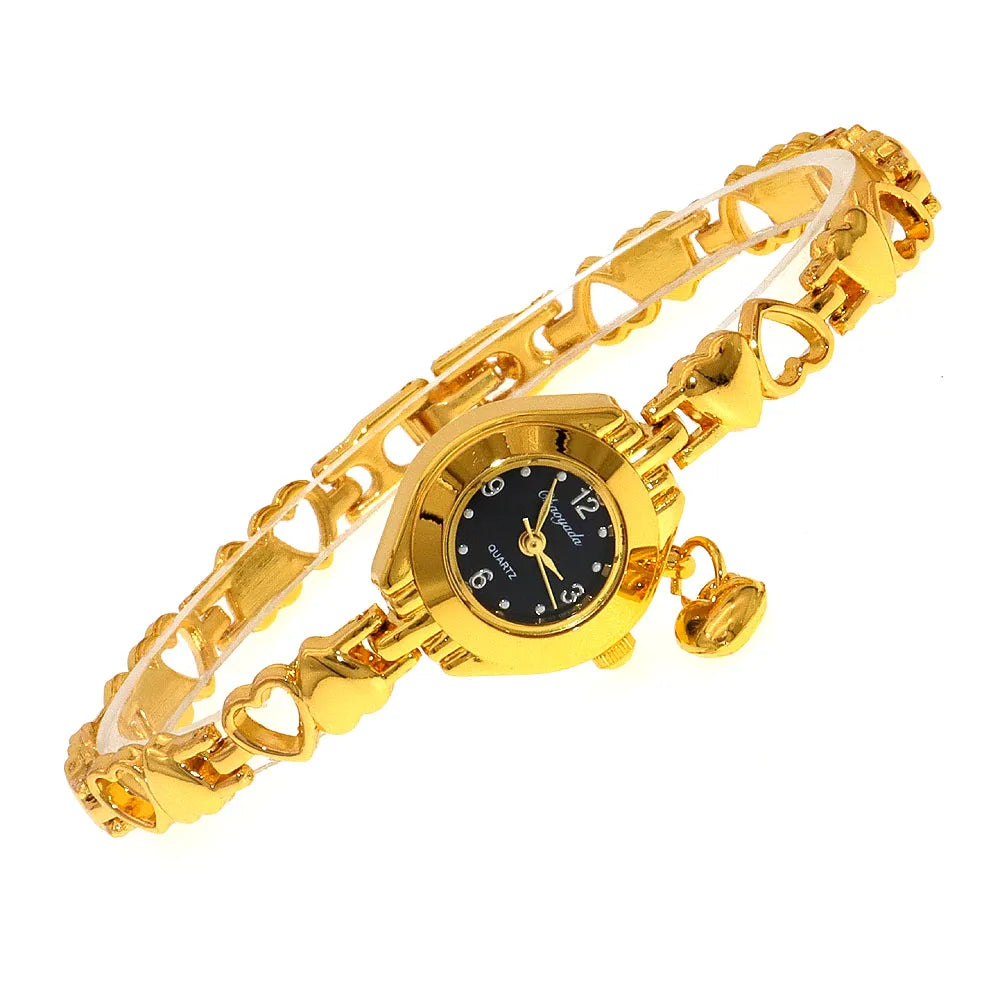 Cute Women's Fashion Small Dial Quartz Bracelet Wrist Watch Wholesale New Arrival with heart pendant Ladies Watch
