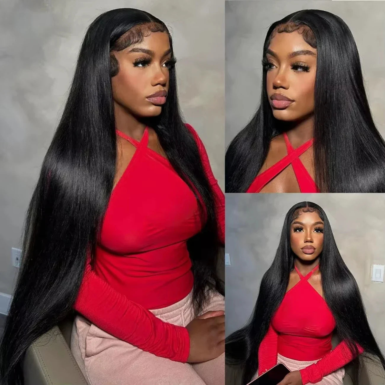 40 Inch 13x6 Hd Lace Frontal Wig 200% Density Brazilian Straight 13x4 Lace Front Human Hair Wigs Natural Hairline Bleached Knots