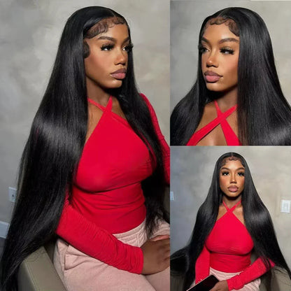 40 Inch 13x6 Hd Lace Frontal Wig 200% Density Brazilian Straight 13x4 Lace Front Human Hair Wigs Natural Hairline Bleached Knots
