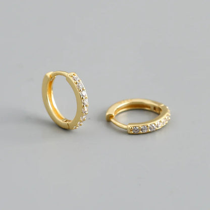 Real 925 Sterling Silver Gothic Simple White Zircon Hoop Earrings for Women Men Charms Unique Party Couple Jewelry 2021