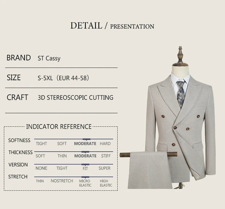 Elegant Man Suit 2 piece set Modern Wedding Party outfit Suits for Men Stylish Business office suit banquet attire