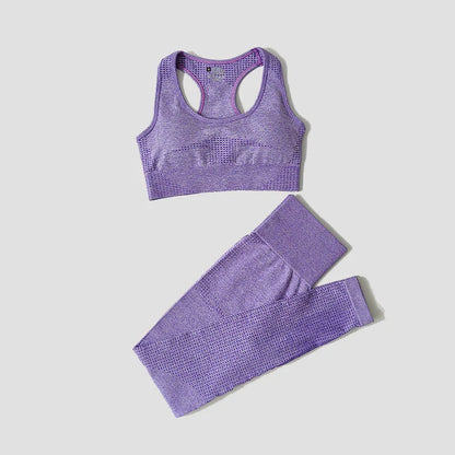 Women Seamless Yoga Set Fitness Sports Suits Gym Clothing Long Sleeve Crop Top Shirts High Waist Running Leggings Workout Pants
