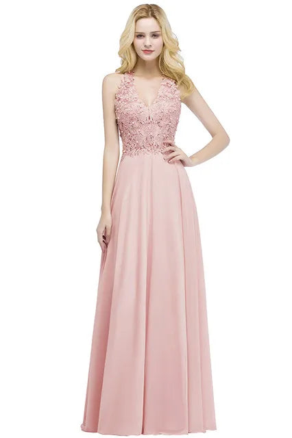 Dusty Pink Halter V-neck Lace Pearls Wedding Evening Dresses Long Dress Hollow Out Chiffon Elegant Party Dresses For Women 2024