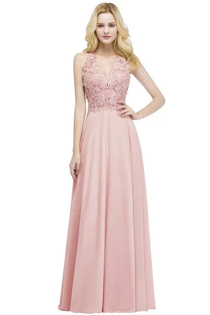 Dusty Pink Halter V-neck Lace Pearls Wedding Evening Dresses Long Dress Hollow Out Chiffon Elegant Party Dresses For Women 2024