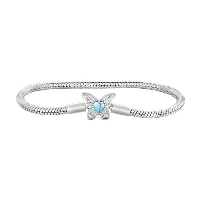 925 Sterling Silver Zircon Rose Buckle Bracelet Snake Chain for Women Bead Charm DIY Chic Jewelry Gift BSB096