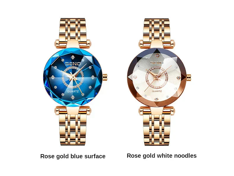 Ocean Star Women Crystal Watch 2025 Top Brand Luxury Rose Gold Women Bracelet Watch For Ladies Wrist Watch Relogio Feminino