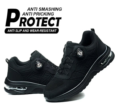 New Men's Rotary Buckle Safety Shoes Anti-Impact Anti-Piercing Lightweight Work Boots Fashion Sporty Design for Outdoor Pro