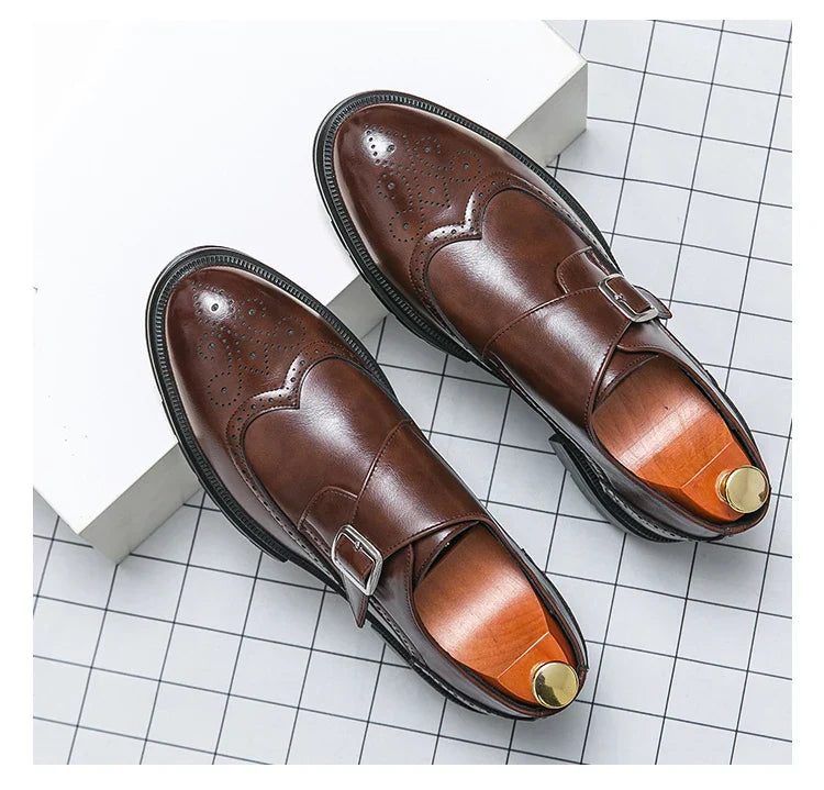 Fashion Formal Wedding Shoes Men Trend Casual Business Leather Shoes For Men High Quality Social Brogues Leather Shoes Male